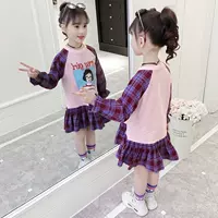 Quần áo trẻ em gái mùa xuân mới 2019 trẻ em lớn Phiên bản Hàn Quốc của mạng lưới chemise in avatar thời trang váy - Khác áo liền quần cho bé