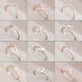 Phiên bản Hàn Quốc 12 12 chòm sao nữ mạ vàng hồng 18K bằng vàng titan đôi nhẫn chỉ số ngón tay nam và nữ mở nhẫn nhẫn cưới pnj