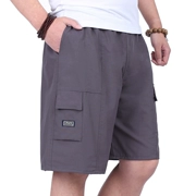 Bố mặc quần nam trung niên năm quần mùa hè ngắn mỏng giản dị quần short nam trung niên bỏ túi quần đi biển - Quần short