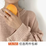 Trang sức Taimei Hàn Quốc Cá tính Nhật Bản và Hàn Quốc Dòng sinh viên Moon Star Zircon Nhẫn kết hợp Chỉ số nhẫn ngón tay