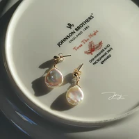 Jrnj / *Значение -В -Value Easy -Se *Baroake Pearl Elegant и Simple Temperament American 14k Bag Gold Petal Cerrings