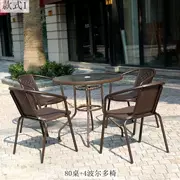 Sân dài bàn vuông ghế cà phê quán cà phê trang trại ủ đơn giản cà phê ngoài trời đồ nội thất sân vườn bàn ghế với ô - Bàn ghế ngoài trời / sân