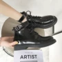 2018 mới mùa thu retro đầu máy gió Anh giày ngắn nữ bằng sáng chế da phẳng giày cao sinh viên Martin ủng boot cao cổ nữ