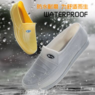 Kéo lại giày mùa xuân và mùa thu giày nam cổ thấp giày cao su chống trượt giày nhà bếp công trường xây dựng giày đầu bếp bằng phẳng giày đi mưa giày bảo hiểm lao động không thấm nước giày đầu bếp