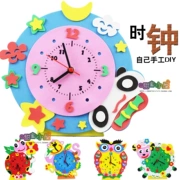Đồng hồ hoạt hình sáng tạo DIY handmade đồng hồ báo thức bộ dụng cụ mẫu giáo nhận thức thời gian trẻ em đồ chơi đồng hồ