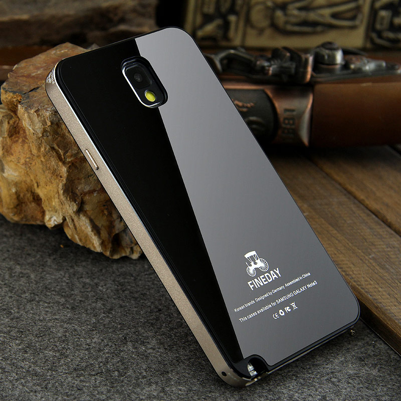 iMatch Aviation Aluminum Alloy Metal Bumper Tempered Glass Back Cover Case for Samsung Galaxy Note 3 N9000