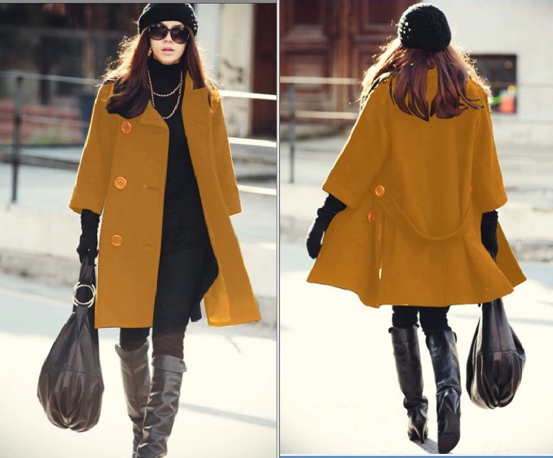 17 mùa thu và mùa đông quần áo của phụ nữ phong cách mới Áo len Hàn Quốc dài giữa áo khoác len dày sao áo len khuyến mãi - Trung bình và dài Coat