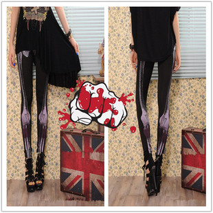 Summer Thin Fitted Skeleton, Elastic Pencil, Trousers, Korean Style, Graffiti, Tight