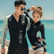 Bộ đồ bơi đôi phù hợp phiên bản Hàn Quốc của khóa kéo dài tay chống nắng ống thở phù hợp với sứa quần áo nam và nữ lặn phù hợp - Vài đồ bơi