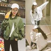Mùa xuân mới của phụ nữ 2017 Hàn Quốc phiên bản của màu rắn đồng phục bóng chày phụ nữ hoang dã lỏng cardigan giản dị áo ngắn áo triều