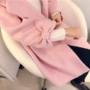 Áo khoác len hồng phiên bản Hàn Quốc 2018 xuân mới phong cách lỏng tay áo chín điểm cashmere áo dài nữ giữa áo gió nữ