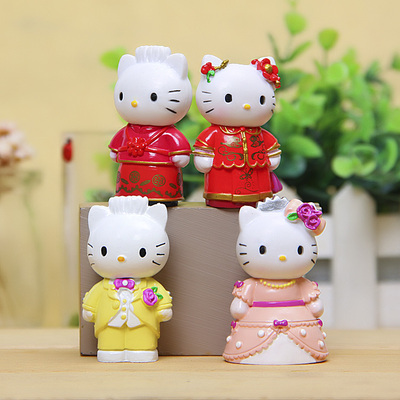 kt猫 hellokitty 凯蒂猫中式西式婚礼新郎新娘造型公仔手办钥匙扣