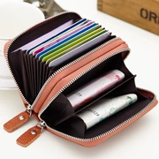 Thẻ da mới gói organ thẻ gói thẻ đôi dây kéo gói thẻ đa-thẻ da coin purse