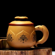 Làm bằng tay màu tím cát bao gồm tách ba mảnh phù hợp với xử lý với bộ lọc lót tách trà cá cá nhân cup