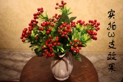 Cao cấp mô phỏng đậu đỏ quả dại quả mọng giàu quả đỏ đậu keo trang trí nhà hoa nhựa giả hoa trang trí - Trang trí nội thất