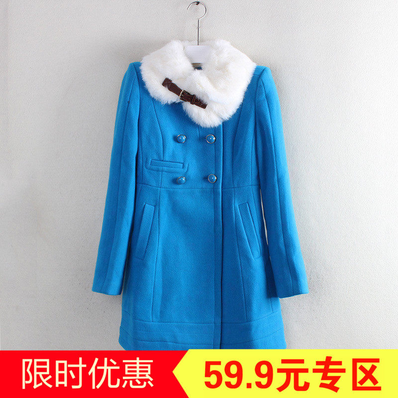 F series trung tâm mua sắm rút mới 2017 mùa thu và mùa đông dày Châu Âu và Hoa Kỳ Fan dài dài cổ áo lông thú áo len C3001