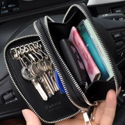 Đàn ông và phụ nữ da đa chức năng khóa kéo đôi dung lượng lớn túi chìa khóa xe chìa khóa túi phổ quát đôi ví thẻ gói - Trường hợp chính
