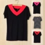 Mẹ tải mùa hè mới nữ nhảy vuông ngắn tay V-Cổ T-Shirt kích thước lớn red rose red cổ áo yoga quần áo quần áo khiêu vũ áo kiểu u50