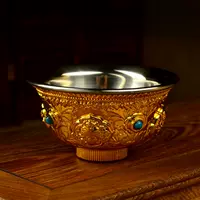 Продукты Непал Мастерство Чистое бронзовое позолоченное золото восемь благоприятных восемь из восьми писсов восьмой чашки для очистки водоснабжения чашки водоснабжения