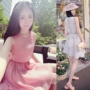 2018 mùa hè Hàn Quốc nổi tiếng nhỏ hương thơm cao eo mỏng không tay đầm voan bow tie Một từ váy đầm xòe công sở