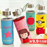 Tay Cốc Cốc Thủy Tinh Cầm Tay Đặt Cup Drop Cốc Nước Phim Hoạt Hình Cup Set Chống bỏng Cup Bìa Cup Thể Thao bình nước giữ nhiệt cute