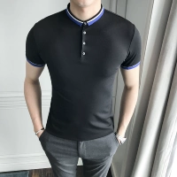 Mùa hè 2018 Mới dành cho nam Cổ áo mỏng Tương phản Màu rắn Lapel POLO Áo sơ mi ngắn tay Áo thun Paul áo thun polo nam