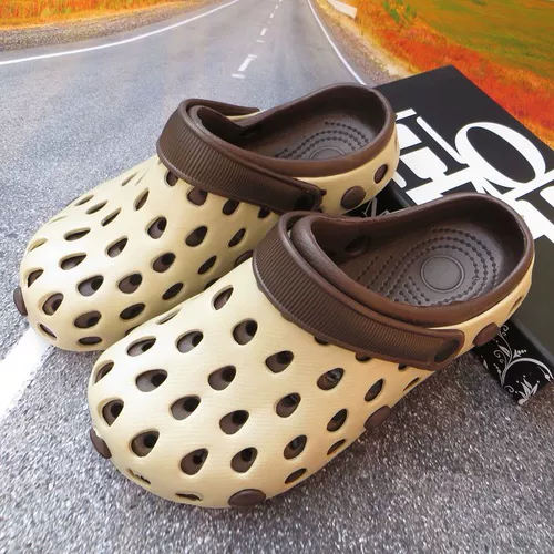 Летние босоножки, мюли, дышащая пляжная обувь, тапочки в стиле Crocs, закрытый носок, в корейском стиле