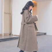 Chennai Coco eo eo coat nữ phần dài Hàn Quốc phiên bản 2018 mới dày kẻ sọc chic áo khoác nữ mùa đông