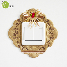 Декор для выключателя 手工布艺开关套 简约创意开关贴罩 立体壁火插座防尘套（缎带花）