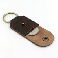 [Không có tên] original hai-layer crazy horse da keychain đơn giản mini coin purse đồng xu bao bì buộc Shener ví nữ da thật