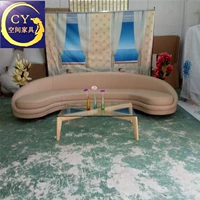 Đồ nội thất thiết kế Bắc Âu cổ điển thời trang cong sofa trăng shape khách sạn giải trí kinh doanh phòng khách sofa sofa gỗ hiện đại