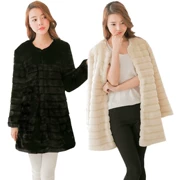 Mới giả lông thú áo khoác trong phần dài của mùa đông Hàn Quốc phiên bản của áo khoác lông rex thỏ lông của phụ nữ áo gió đặc biệt giải phóng mặt bằng