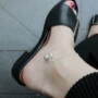 [Tất cả mọi thứ đều tốt] s925 sen Bành hồng chuông bạc sterling vòng chân nữ phiên bản Hàn Quốc lắc chân nữ titan