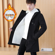 Mùa đông áo khoác nam cotton coat phần dài Hàn Quốc phiên bản của bông áo khoác cộng với nhung dày xu hướng đẹp trai mùa đông nam xuống áo khoác