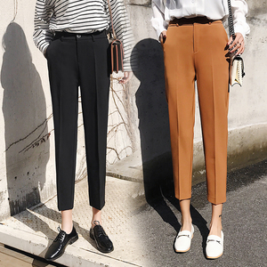 Phù hợp với quần nữ mùa xuân và mùa hè quần hậu cung nữ 2018 mới cắt quần cao eo lỏng thẳng ống quần quần chín quần phụ nữ