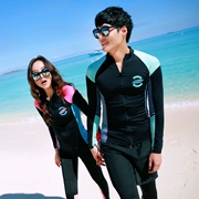 Phiên bản Hàn Quốc của cặp đôi mẫu thời trang áo tắm chia tay áo dài tay chống nắng ống thở quần áo dây kéo màu áo tắm thể thao - Vài đồ bơi