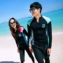 Phiên bản Hàn Quốc của cặp đôi mẫu thời trang áo tắm chia tay áo dài tay chống nắng ống thở quần áo dây kéo màu áo tắm thể thao - Vài đồ bơi 	set đồ đi biển đôi	