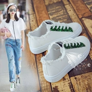 Mùa hè 2018 mới giày vải nữ phiên bản Hàn Quốc của đôi giày nhỏ màu trắng hoang dã phẳng giày ulzzang sinh viên hội đồng quản trị giày thủy triều