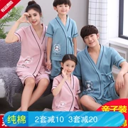 Mùa hè ngắn tay bông kimono Nhật Bản đồ ngủ thiết lập một gia đình của ba gia đình đầy đủ mẹ và con gái tethers cha mẹ và con dịch vụ nhà