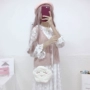 Thu đông 2018 nữ mới Nhật Bản ngọt ngào áo dài tay ren + áo dệt kim phù hợp với nữ chân váy trắng