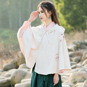2018 mùa thu và mùa đông Trung Quốc phong cách retro tay- sơn Trung Quốc quần áo yếu tố áo ngắn áo choàng cổ gió quốc gia áo choàng áo