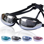 Kính bơi chống nước thoải mái và chống sương mù HD khung lớn unisex không nhấp nháy mạ điện phẳng kính cận thị - Goggles
