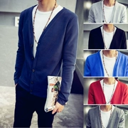 Hợp thời trang hoang dã V-Cổ áo len nam Hàn Quốc phiên bản của bông đáy áo Slim ngắn coat len ​​sinh viên áo khoác
