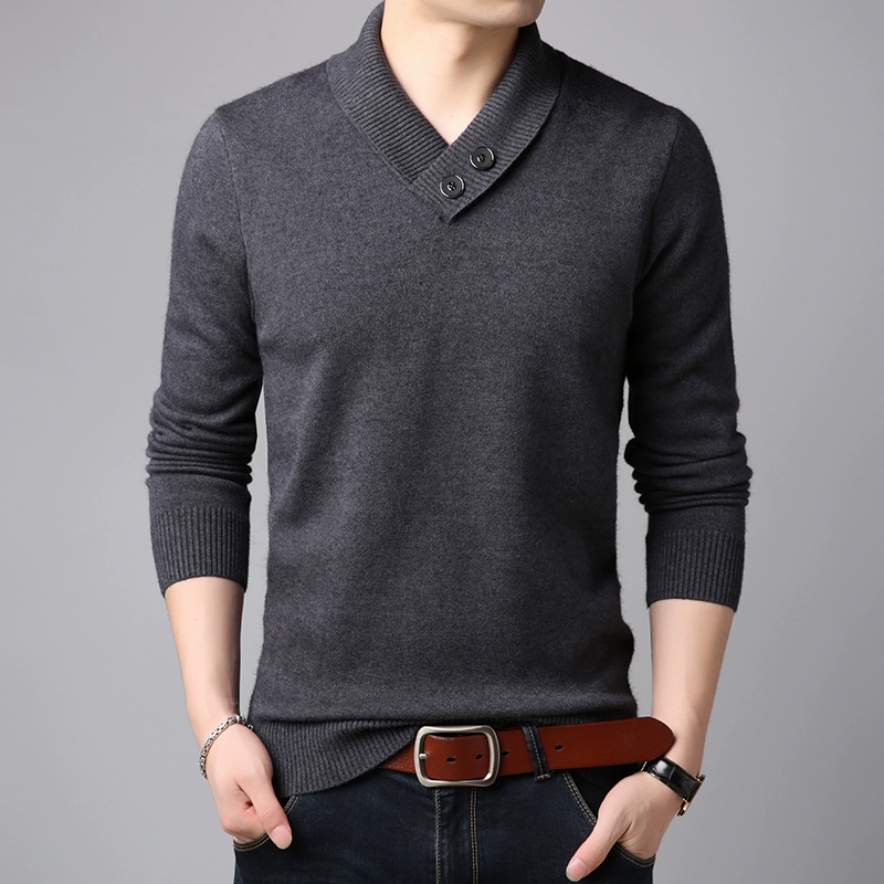 Áo len nam thu đông phiên bản Hàn Quốc của áo len đáy dày cổ chữ V giản dị - Áo len