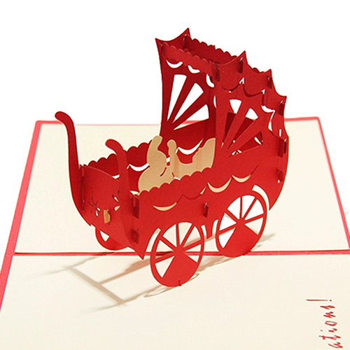 Трехмерные поделки из бумаги, открытка, детская коляска для новорожденных, 3D