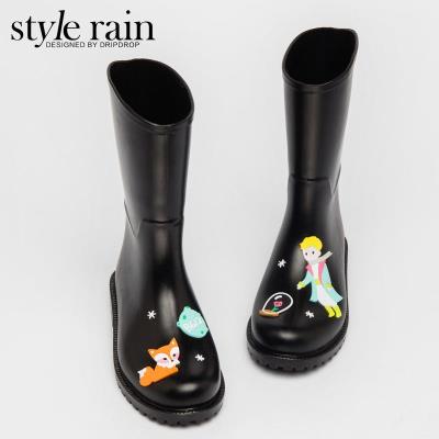 Giày đi mưa nhẹ cá nhân Giày cao gót ngựa cắt dán hoang dã chống trượt nước cao su ủng Giày đi mưa nữ ống cao su - Rainshoes