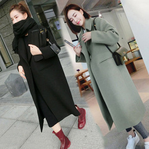 Len áo khoác nữ phần dài Hàn Quốc phiên bản 2017 mùa thu và mùa đông mới mỏng trên đầu gối dày sinh viên áo len nữ
