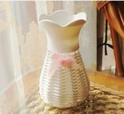 Bình nhựa màu trắng hoa lụa chất liệu hoa vớ hoa chất liệu hoa chậu trang trí nhà bàn cà phê - Vase / Bồn hoa & Kệ