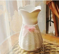 Bình nhựa màu trắng hoa lụa chất liệu hoa vớ hoa chất liệu hoa chậu trang trí nhà bàn cà phê - Vase / Bồn hoa & Kệ chau nhua