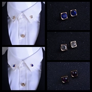 Phiên bản Hàn Quốc của trang sức nhỏ pha lê trâm cài kim cương vuông vuông kim cương nhỏ cổ áo kim cổ áo khóa cổ áo clip nam